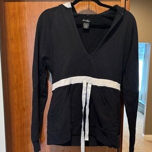 Oakley Black V-Neck Hoodie with White Waistband